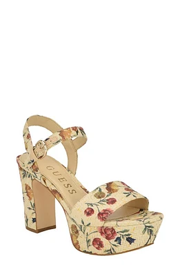 GUESS Haldemiy Ankle Strap Platform Sandal Medium Natural at Nordstrom,