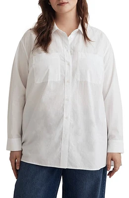 Madewell Signature Poplin Oversize Patch Pocket Button-Up Shirt Eyelet White at Nordstrom,