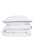 Pom Pom at Home Langston Sateen Duvet Cover & Sham Set in White/Ocean at Nordstrom