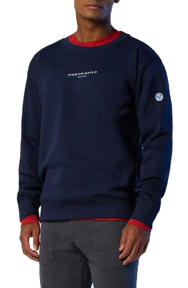 NORTH SAILS Logo Cotton Graphic Sweatshirt Navy Blue at Nordstrom,