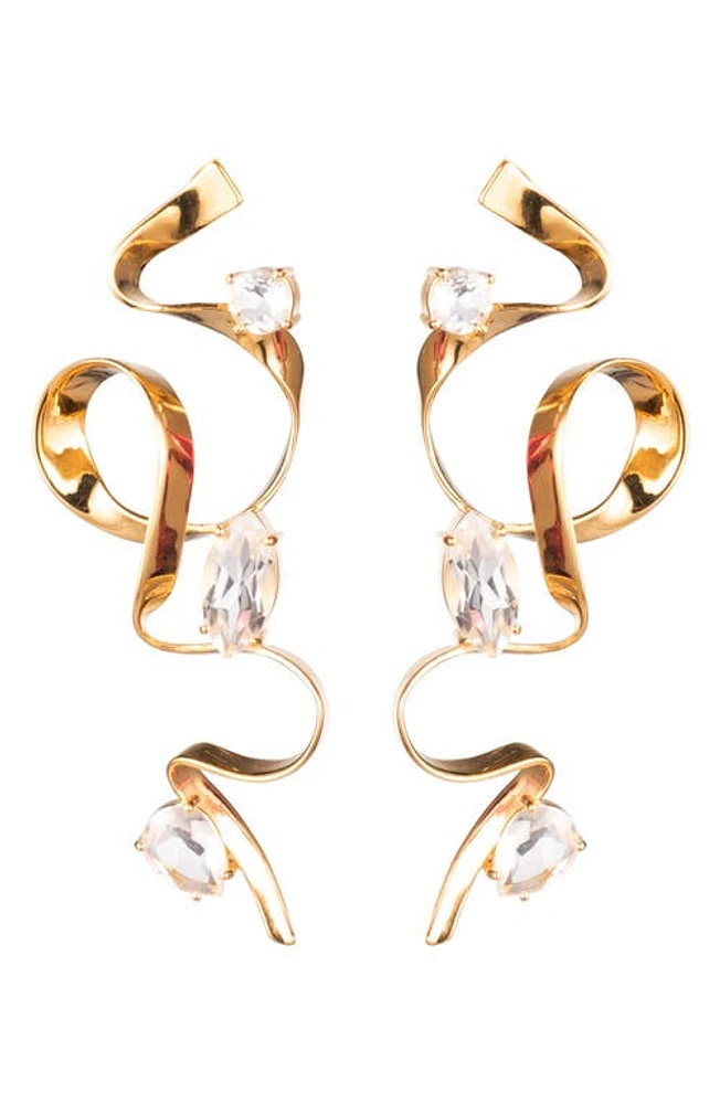 Sterling King Crystal Ribbon Drop Earrings in Gold at Nordstrom