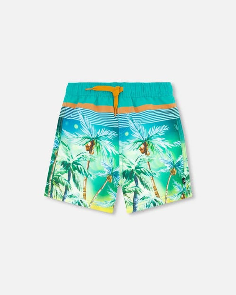 Deux Par Deux Little Boy's Boardshort Above The Knee Printed Coconut at Nordstrom