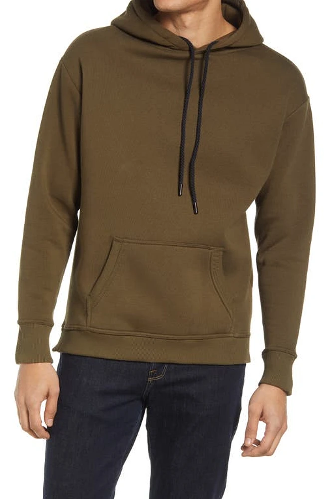 Stone Rose Solid Fleece Hoodie Olive at Nordstrom,