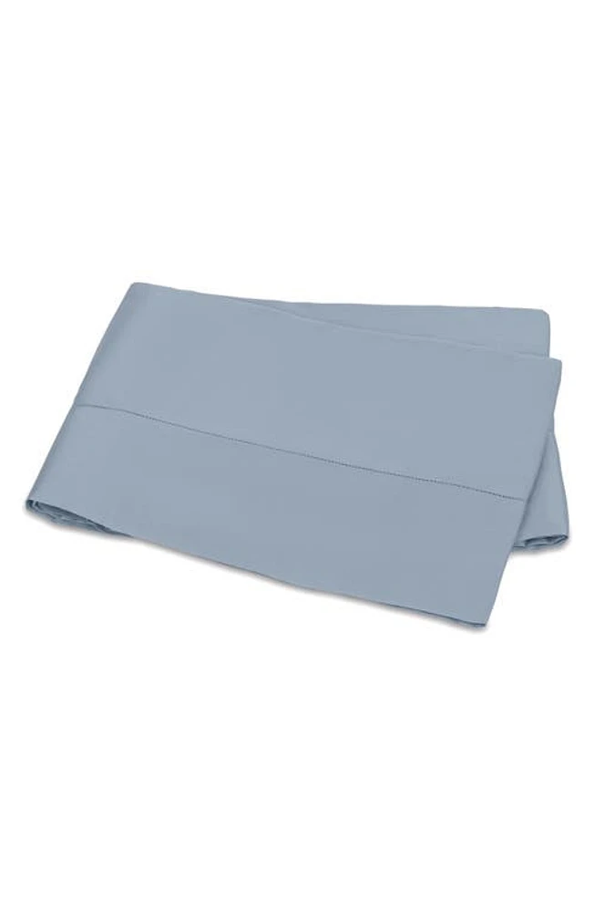 Matouk Talita Hemstitch 615 Thread Count Sateen Flat Sheet in Hazy Blue at Nordstrom