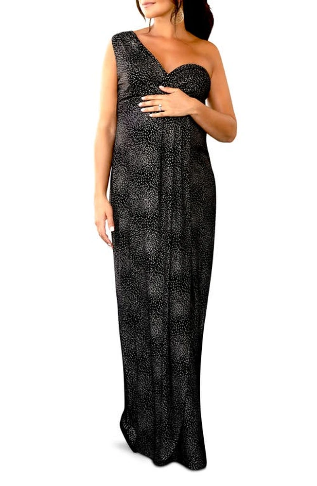 Tiffany Rose Galaxy One-Shoulder Maternity Gown in Black at Nordstrom