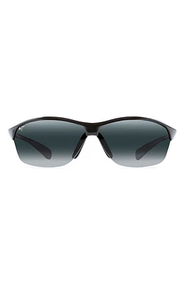 Maui Jim Hot Sands 71mm Polarized Oversize Rectangular Sunglasses in Black at Nordstrom