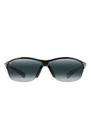 Maui Jim Hot Sands 71mm Polarized Oversize Rectangular Sunglasses in Black at Nordstrom