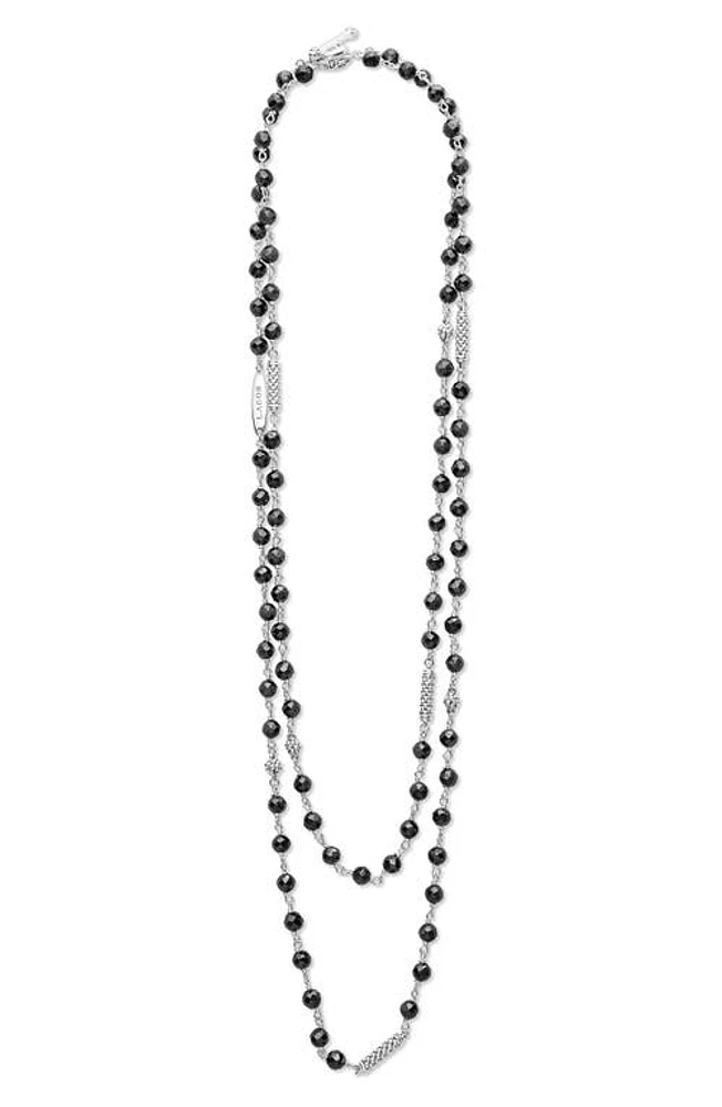 LAGOS Caviar Icon Ceramic Layered Beaded Necklace in Black/Silver at Nordstrom