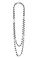 LAGOS Caviar Icon Ceramic Layered Beaded Necklace in Black/Silver at Nordstrom