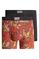 SAXX Ultra Super Soft 2-Pack Relaxed Fit Boxer Briefs in Hawaiian Pizza/Black at Nordstrom, Size Small