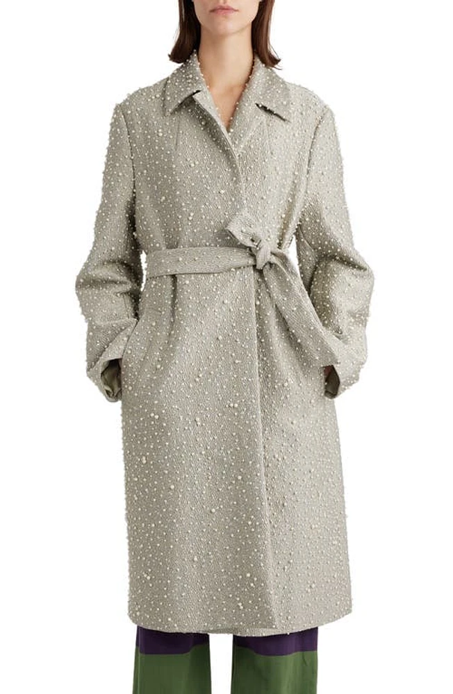 Dries Van Noten Roltas Imitation Pearl Wrap Coat Silver 952 at Nordstrom, Us