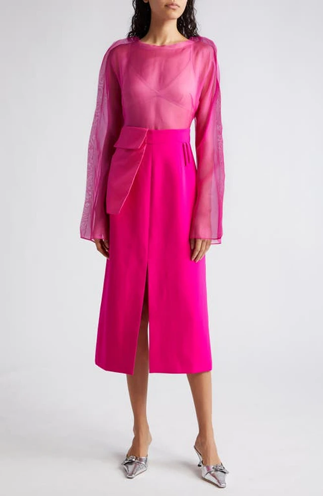 Stine Goya Felicity Mixed Media Long Sleeve Dress Fuchsia at Nordstrom,