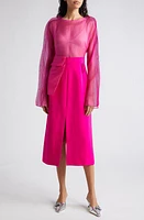 Stine Goya Felicity Mixed Media Long Sleeve Dress Fuchsia at Nordstrom,