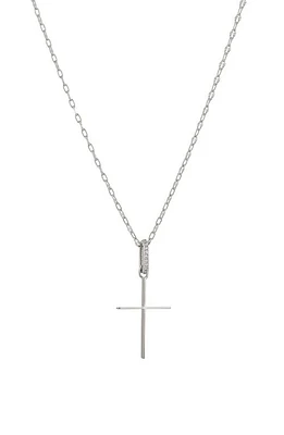 Nadri Cubic Zirconia Cross Pendant Necklace in Rhodium at Nordstrom