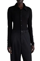 Balenciaga Rib Button-Up Shirt Black at Nordstrom, Us