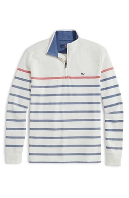 vineyard vines Saltwater Breton Stripe Quarter Zip Pullover 9293 Rwb at Nordstrom,