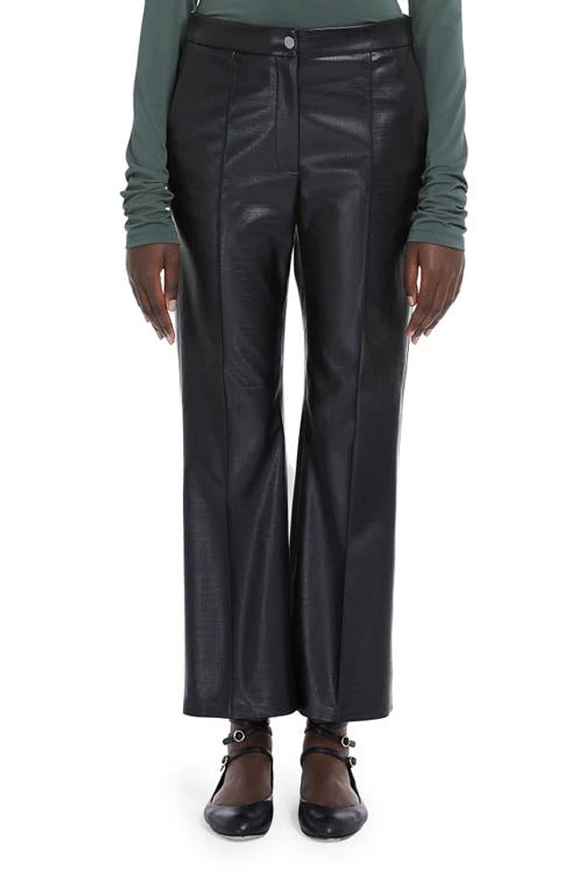 Max Mara Leisure Queva Croc Embossed Crop Faux Leather Pants Black at Nordstrom,