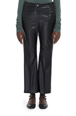 Max Mara Leisure Queva Croc Embossed Crop Faux Leather Pants Black at Nordstrom,