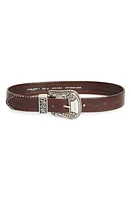 Golden Goose Floral Embossed Stud Leather Belt Testa Di Moro at Nordstrom, Eu