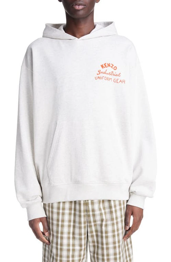 KENZO Drawn Varsity Oversize Cotton Graphic Hoodie Pale Grey at Nordstrom,