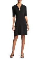 Vince Elbow Sleeve Knit Polo Dress Black at Nordstrom,