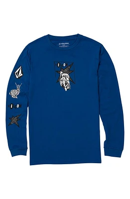 Volcom Ohgee Long Sleeve Cotton Logo Graphic Tee Royal at Nordstrom,