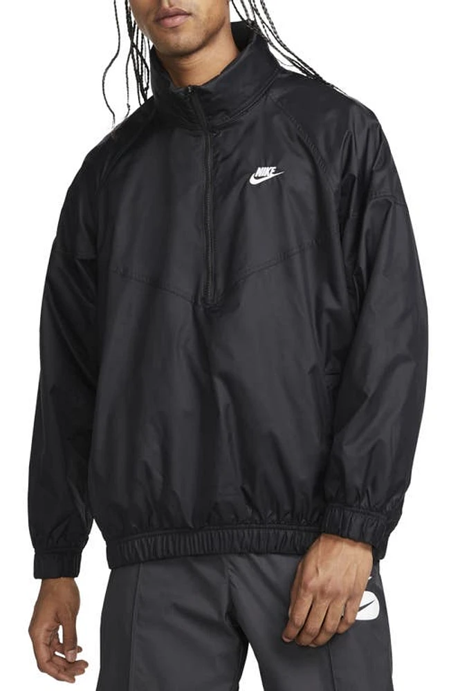 Nike Water Repellent Half Zip Pullover Black/White at Nordstrom,