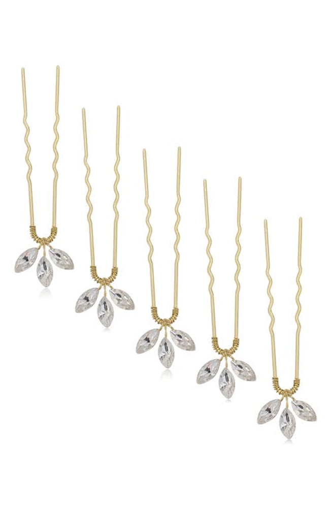 Brides & Hairpins Arden Set of 5 Swarovski Crystal Hair Pins in Gold at Nordstrom