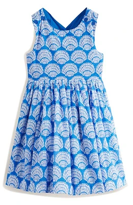 Mini Boden Kids' Shell Print Cotton Cross Back Sundress Blue Seashells at Nordstrom,