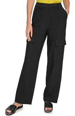 DKNY Flat Front Cargo Pants Black at Nordstrom,