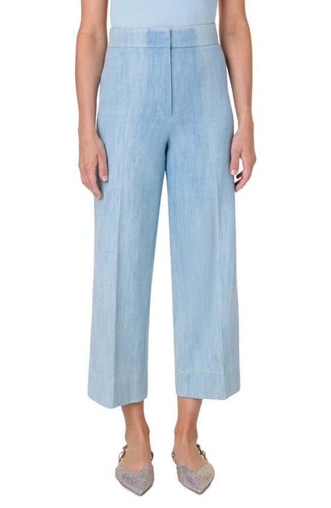 Akris punto Chieko Wide Leg Stretch Denim Pants Ice Blue at Nordstrom,