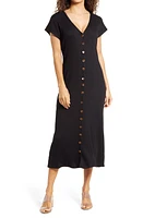 SANCIA The Delilah Midi Dress in Black Bamboo Rib at Nordstrom, Size Small