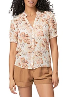 PAIGE Floral Silk Button-Up Shirt Cream Multi at Nordstrom,