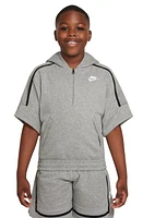 Nike Kids' Culture of Basketball Short Sleeve Half-Zip Hoodie in Dk Grey Heather/White at Nordstrom