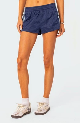 EDIKTED Nikki Stripe Nylon Shorts Navy at Nordstrom,