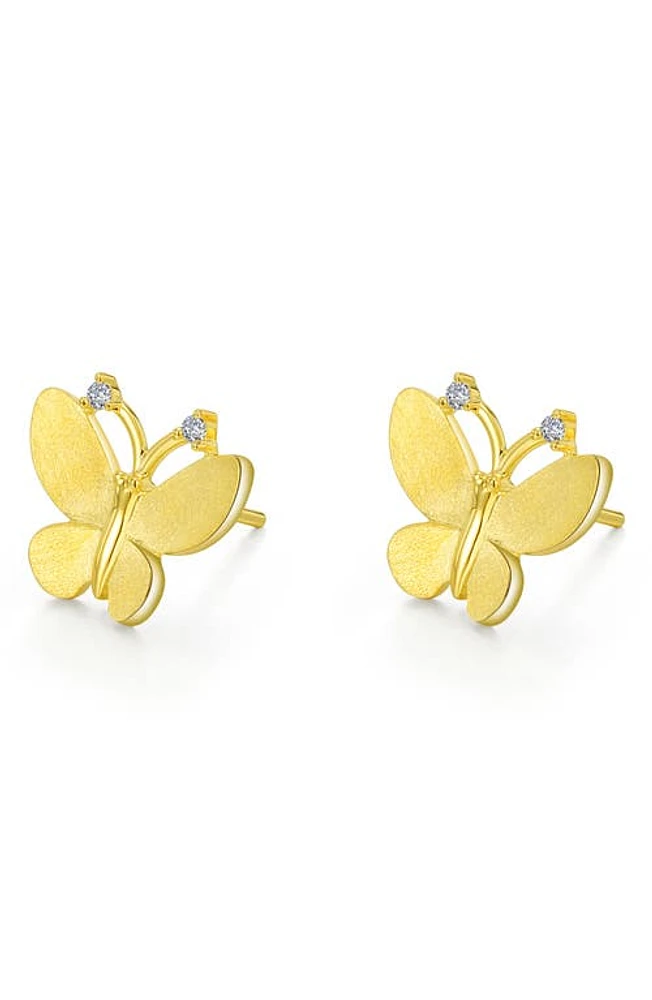 Lafonn Simulated Diamond Butterfly Earrings in Gold/White at Nordstrom