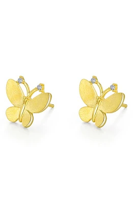 Lafonn Simulated Diamond Butterfly Earrings in Gold/White at Nordstrom