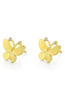 Lafonn Simulated Diamond Butterfly Earrings in Gold/White at Nordstrom