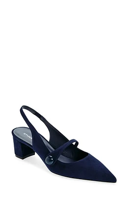 Stuart Weitzman Pointed Toe Slingback Pump Nice Blue Leather at Nordstrom,