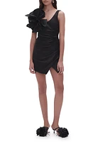 Aje Rosette Linen Blend Minidress in Black at Nordstrom, Size 10 Us