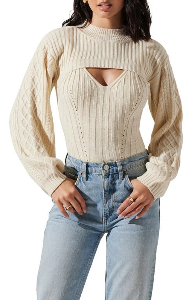 ASTR the Label Cutout Mock Neck Sweater in Cream at Nordstrom, Size X-Large