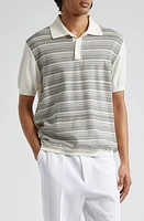 Missoni Zigzag Cotton & Silk Polo Off White Green Micro at Nordstrom, Us