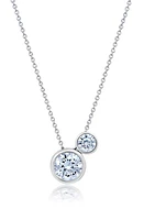 Crislu Cubic Zirconia Two-Stone Pendant Necklace in Silver at Nordstrom