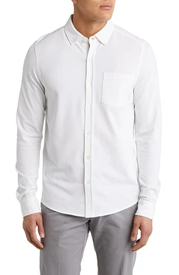 Cutter & Buck Reach Button-Down Piqué Knit Shirt White at Nordstrom,