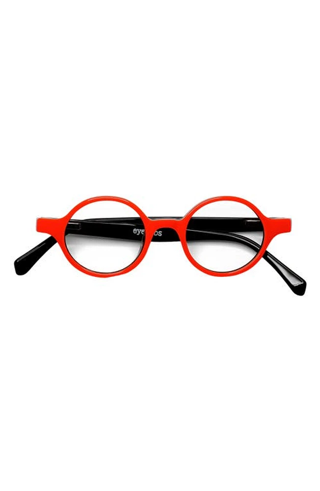 eyebobs Wisecracker 42mm Round Reading Glasses in Orange/Clear at Nordstrom, Size +2.25