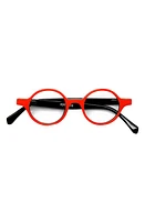 eyebobs Wisecracker 42mm Round Reading Glasses in Orange/Clear at Nordstrom, Size +2.25