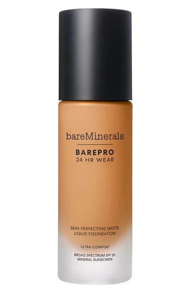 bareMinerals BAREPRO 24HR Wear Skin-Perfecting Matte Liquid Foundation Mineral SPF 20 PA++ in Deep Warm at Nordstrom