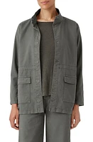 Eileen Fisher Stand Collar Organic Cotton Blend Jacket Grove at Nordstrom,