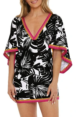 Trina Turk Lennox Cover-Up Tunic Dress in Black/Vanilla at Nordstrom, Size Large