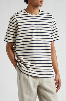 De Bonne Facture Oversize Cotton Pocket T-Shirt Blue Stripes at Nordstrom,